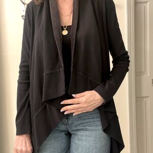 Chic Black Draped Cardigan